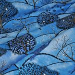 téli erdő - forest hill digital in winter - középvastag prémium szövet méteráru