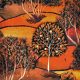 őszi erdő - forest hill digital in autumn - középvastag prémium szövet méteráru