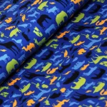 állatok - colored animals in cobalt - mintás elasztikus méteráru