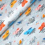 cápa - swimming sharks in grey - mintás elasztikus méteráru