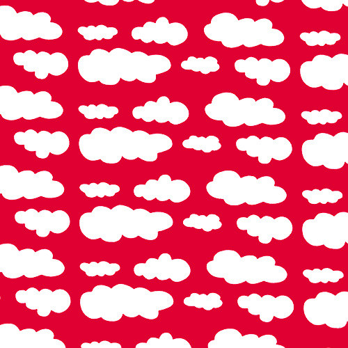 clouds on red - mintás jersey méteráru