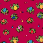 elefántok - euphoric elephants on ruby - mintás pamut jersey méteráru