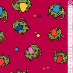 elefántok - euphoric elephants on ruby - mintás pamut jersey méteráru