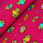 elefántok - euphoric elephants on ruby - mintás pamut jersey méteráru