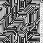 nyomtatott áramkör - fekete - mintás jersey méteráru