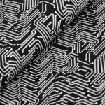 nyomtatott áramkör - fekete - mintás jersey méteráru