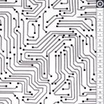 nyomtatott áramkör - fehér - mintás jersey méteráru