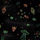 világűr - neon space on black - mintás jersey méteráru