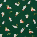 hóember - snowman on green - mintás jersey méteráru