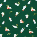 hóember - snowman on green - mintás jersey méteráru