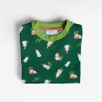hóember - snowman on green - mintás jersey méteráru