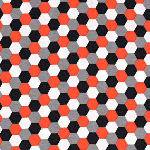 hexagon tangerine - mintás jersey méteráru