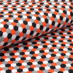 hexagon tangerine - mintás jersey méteráru