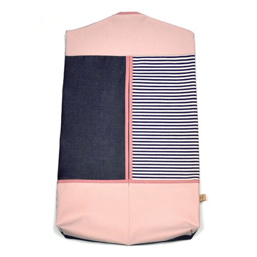 denim stripes & nude pink - ovis zsák - kézműves termék