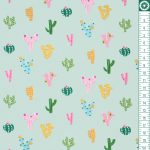 kaktusz - ocean drive - cactus in mint - designer pamut méteráru