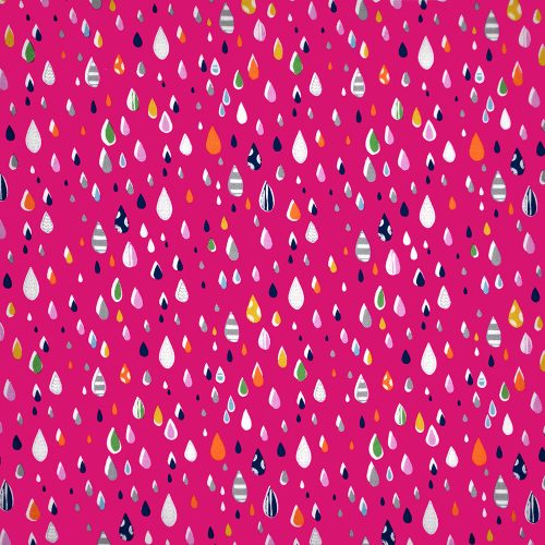 walk in the woods - raindrops in pink - designer pamut méteráru
