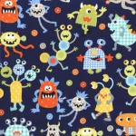 monster mash navy - designer pamut méteráru