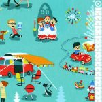 mid century christmas - designer pamut méteráru