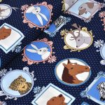 little animals portraits in navy - designer pamut méteráru