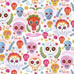 koponya - la vida loca - sugar skulls in blush - designer pamut méteráru
