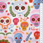 koponya - la vida loca - sugar skulls in blush - designer pamut méteráru