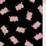 pici malacok feketén (animal alphabet - mini pig in black) - designer pamutvászon méteráru