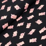 pici malacok feketén (animal alphabet - mini pig in black) - designer pamutvászon méteráru