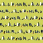 fasor - curiosity - trees in avocado - designer pamutvászon méteráru