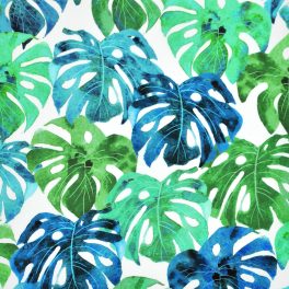   trópusi levelek - lucious leaves in white - designer pamutvászon méteráru