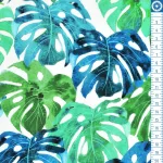 trópusi levelek - lucious leaves in white - designer pamutvászon méteráru