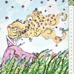 flower girl - metallic border in white - designer pamutvászon méteráru