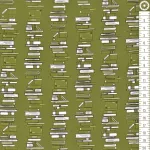 könyvespolc (book stacks in loden) - designer pamutvászon méteráru