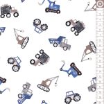 munkagépek - tossed diggers and dumpers in tan - designer pamutvászon méteráru