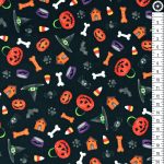 halloween tökök - howl-o-ween - paw-ty time in black - designer pamutvászon méteráru