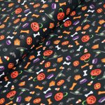 halloween tökök - howl-o-ween - paw-ty time in black - designer pamutvászon méteráru