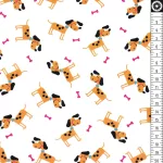 pici kutyák fehéren (animal alphabet - mini dog in white) - designer pamutvászon méteráru