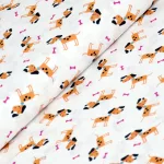 pici kutyák fehéren (animal alphabet - mini dog in white) - designer pamutvászon méteráru