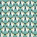 pingvin - holiday surprise - penguins in green - designer pamutvászon méteráru