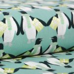 pingvin - holiday surprise - penguins in green - designer pamutvászon méteráru