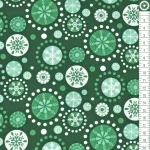 hópihe - fall into winter - snowflakes in green - designer pamutvászon méteráru