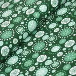 hópihe - fall into winter - snowflakes in green - designer pamutvászon méteráru