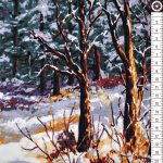 havas erdő - snowy woods in winter - designer pamutvászon méteráru