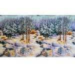 havas erdő - snowy woods in winter - designer pamutvászon méteráru