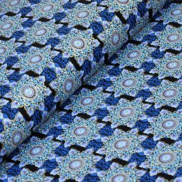   mandala-opulent floral - foulard in blue - designer pamutvászon méteráru