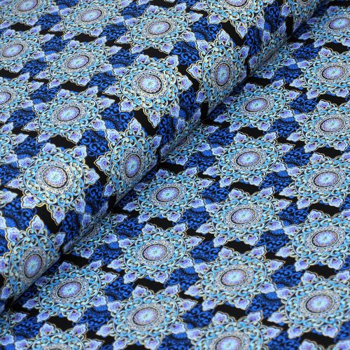 opulent floral - foulard in blue - designer pamutvászon méteráru