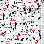 kutyák fehéren (bow-wow-wow - happy hounds in white) - designer pamutvászon méteráru