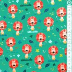 oroszlán - jungle safari - king of the jungle in jade - designer pamutvászon méteráru