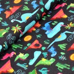 dinoszaurusz - dino friends - dino parade on black - designer pamutvászon méteráru