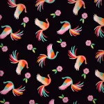 főnix madár - enchanted dreams - dancing phoenix in black - designer pamutvászon méteráru