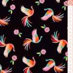 főnix madár - enchanted dreams - dancing phoenix in black - designer pamutvászon méteráru